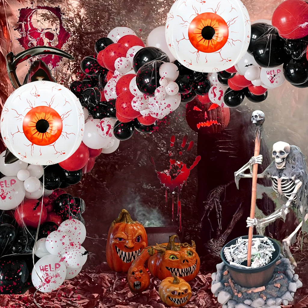 115pcs Halloween Foil Aluminum Balloon Black And Orange Wreath Set