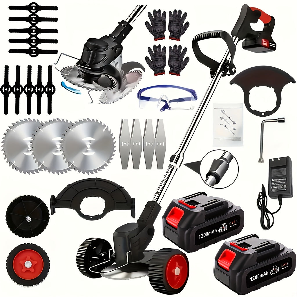 Portable Home Cordless Electric Lawn Mower With 3 Blade Sizes 2 Lithium-ion Batteries