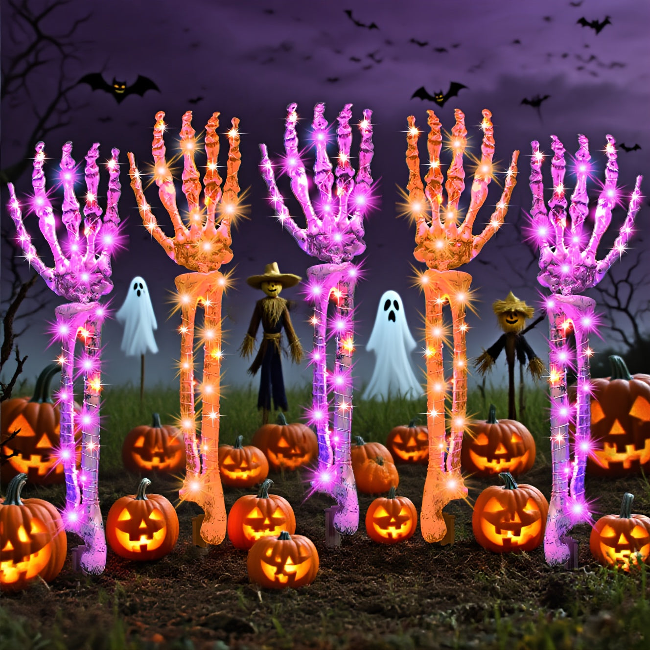 5 Skeleton Hand Lights, Solar Light Outdoor, IP44 Waterproof