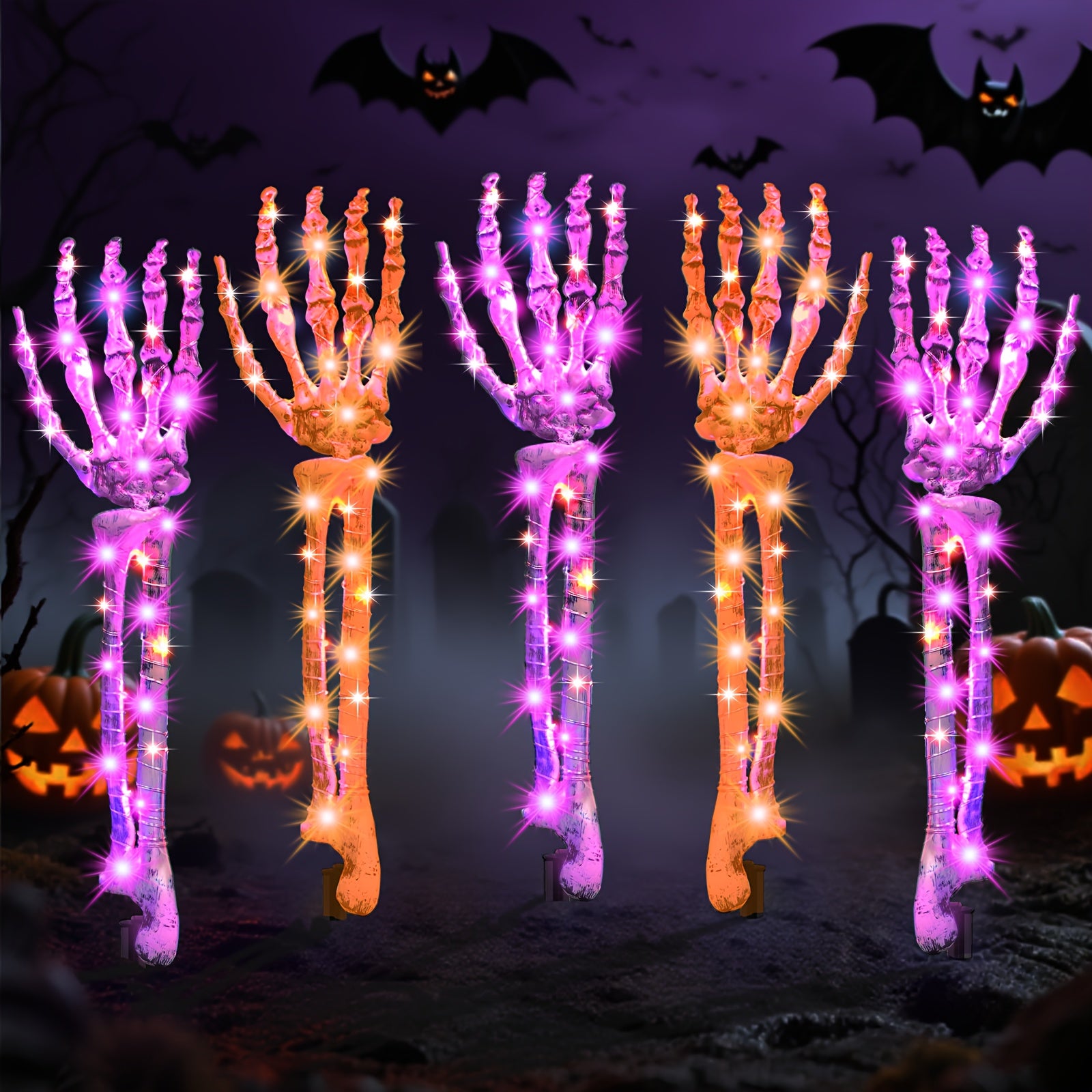 5 Skeleton Hand Lights, Solar Light Outdoor, IP44 Waterproof