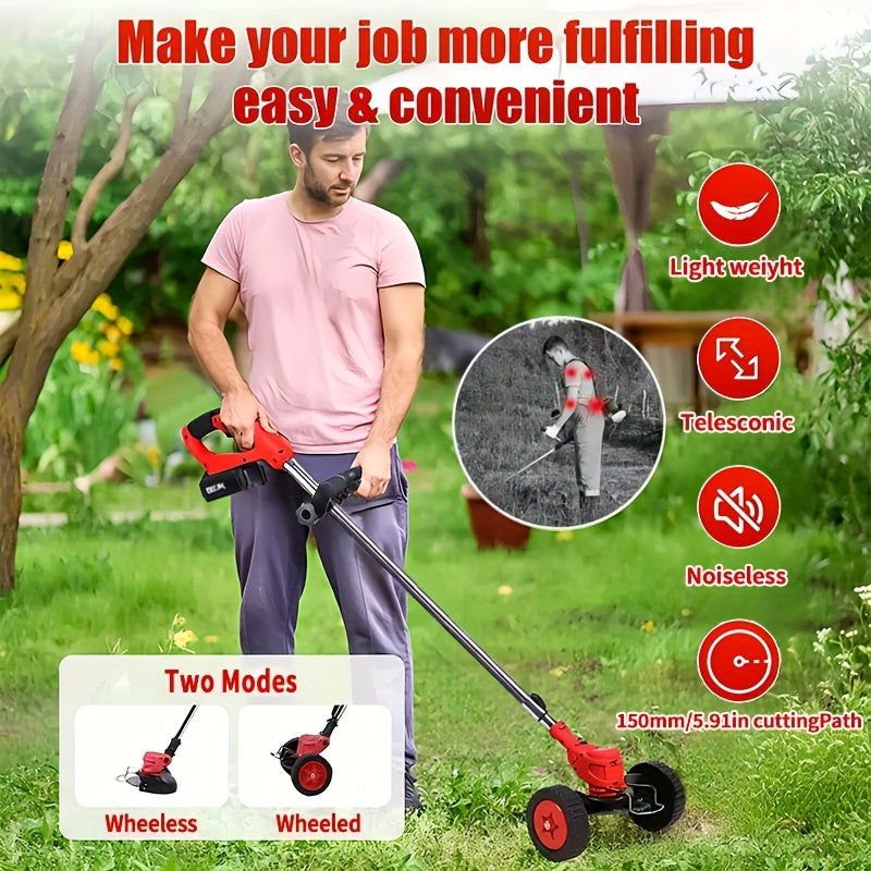 Portable Home Cordless Electric Lawn Mower With 3 Blade Sizes 2 Lithium-ion Batteries