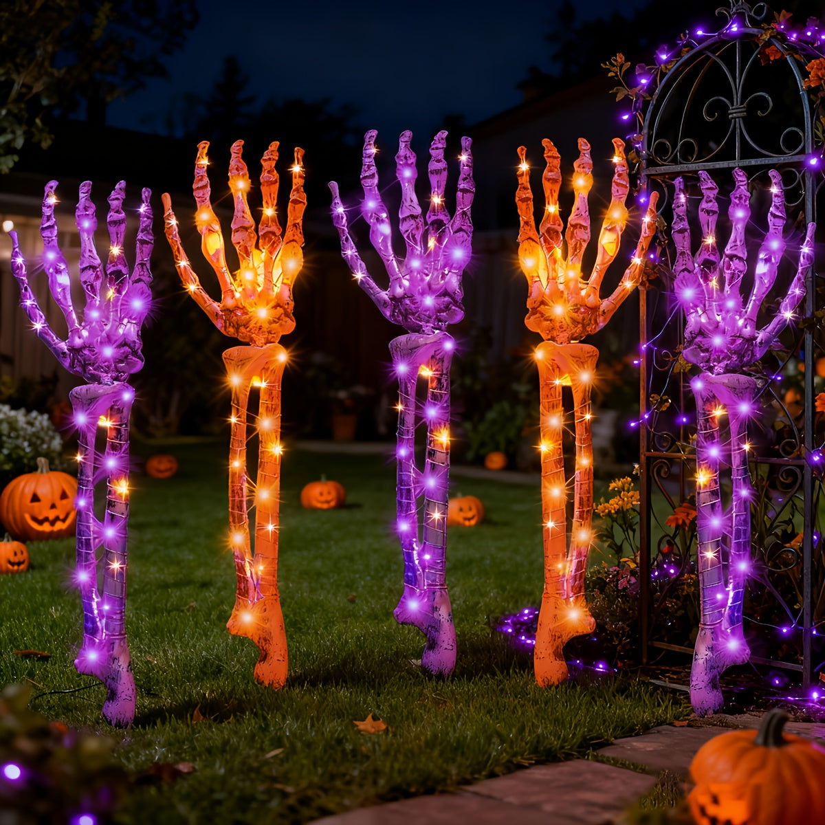 5 Skeleton Hand Lights, Solar Light Outdoor, IP44 Waterproof