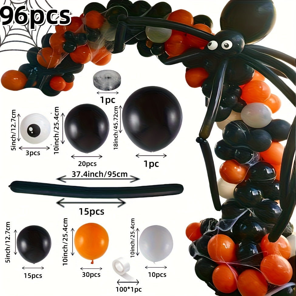 96pcs Set DIY Spider Balloon Arch Set Outdoor Halloween Party