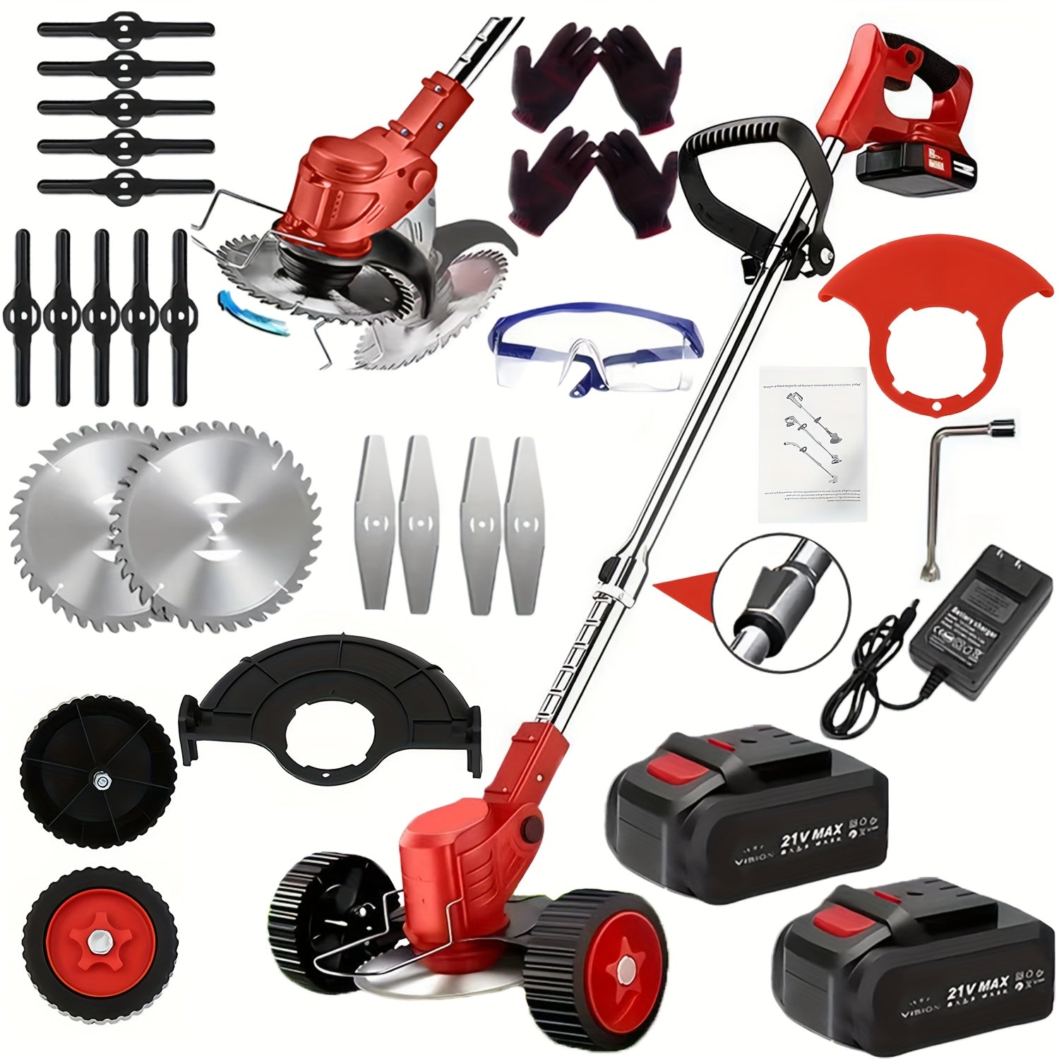 Portable Home Cordless Electric Lawn Mower With 3 Blade Sizes 2 Lithium-ion Batteries